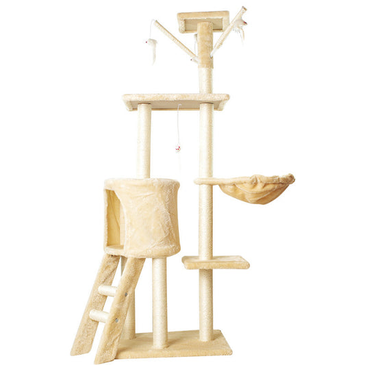 Multi-level cat tree tower with plush condo, hammock, sisal scratching posts and ladder