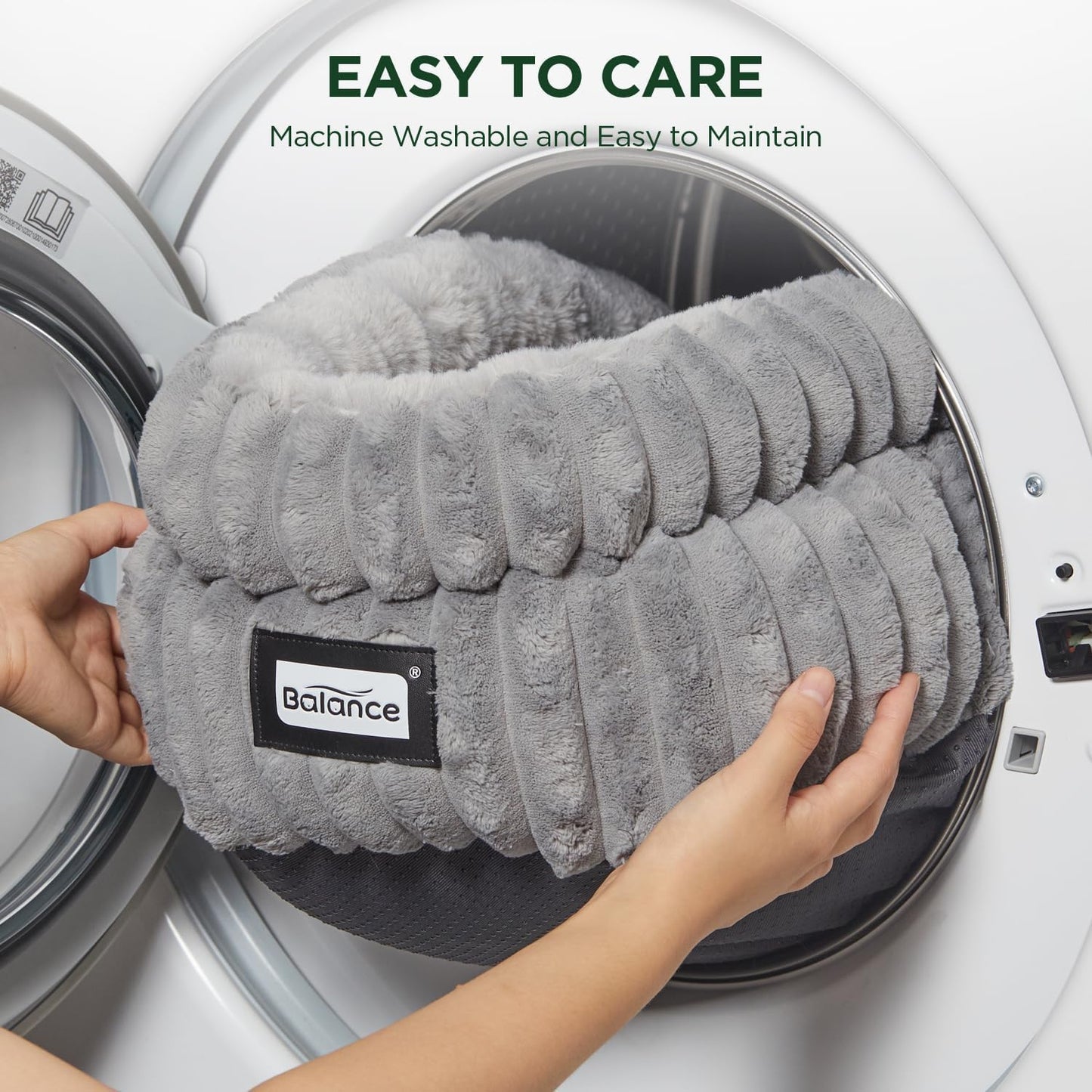 Plush cat bed with high supportive edge and non-slip bottom