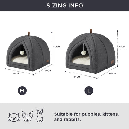 Foldable cat cave-sizing-info: 40cm, 44cm, two sizes, suitable for cats, puppies, and rabbits