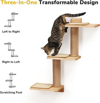 Cat climbing wall with adjustable left-to-right or right-to-left installation for flexible placement