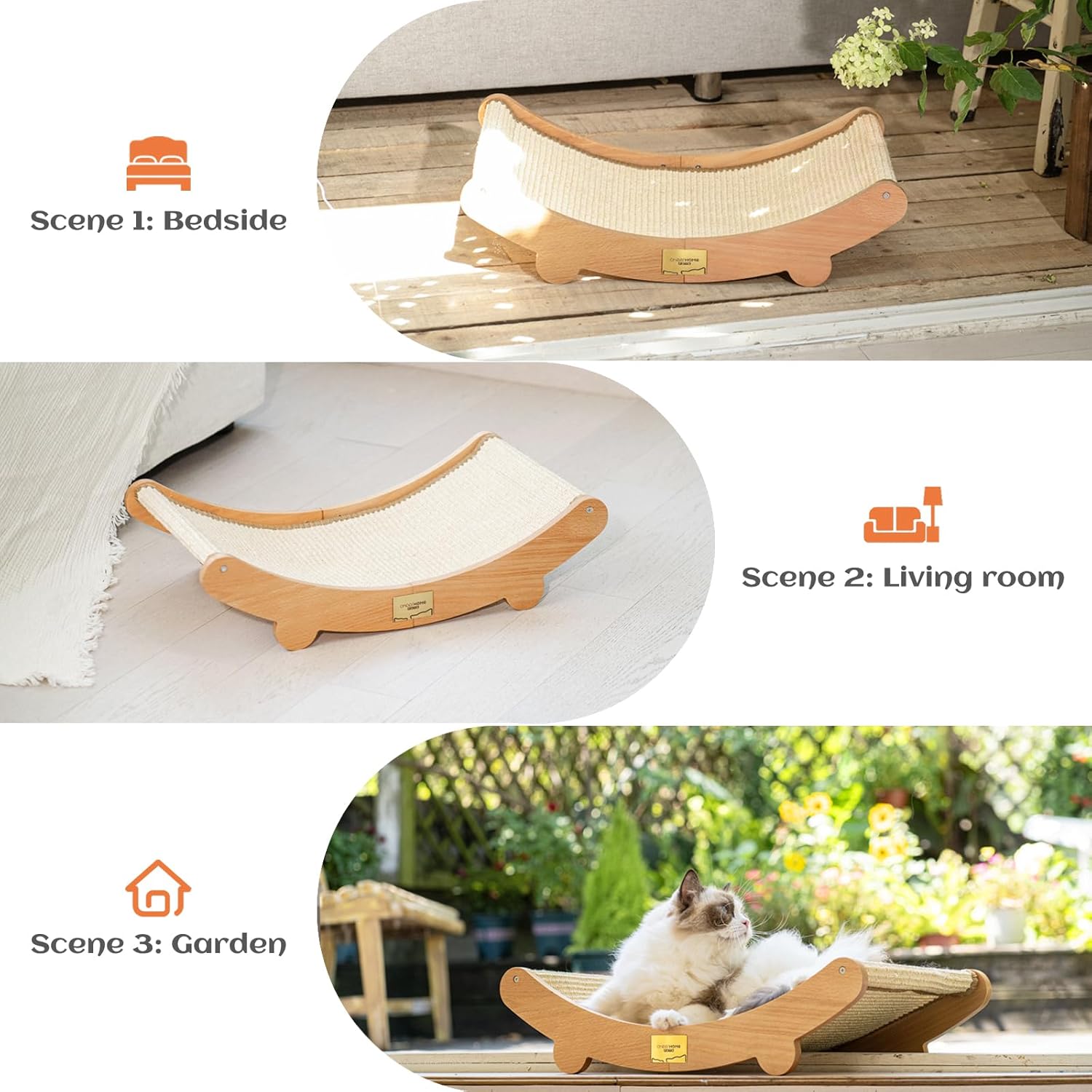 Cat scratcher hammock used indoors and outdoors—bedside, living room, garden