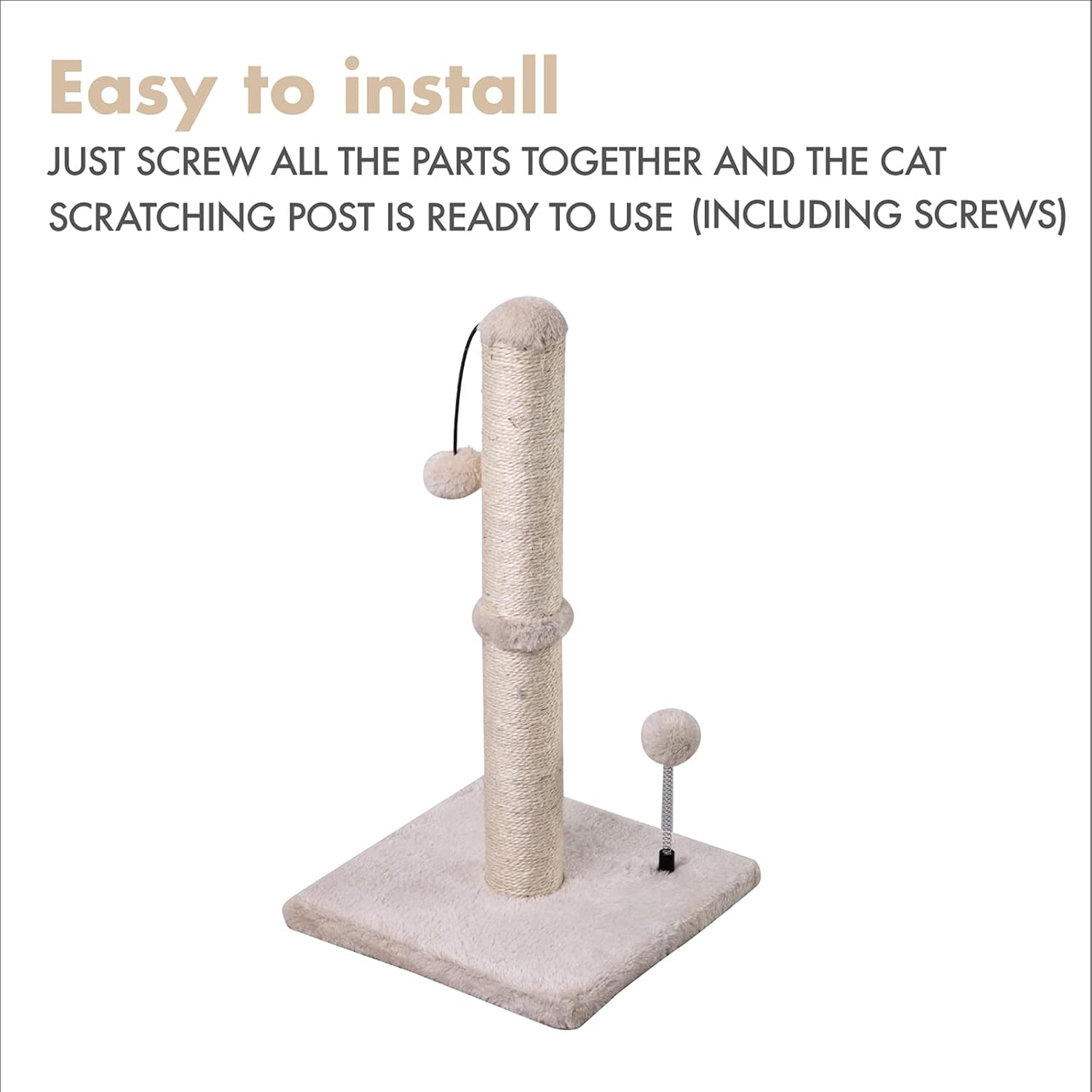 Easy-to-install cat scratching post with all parts and screws included
