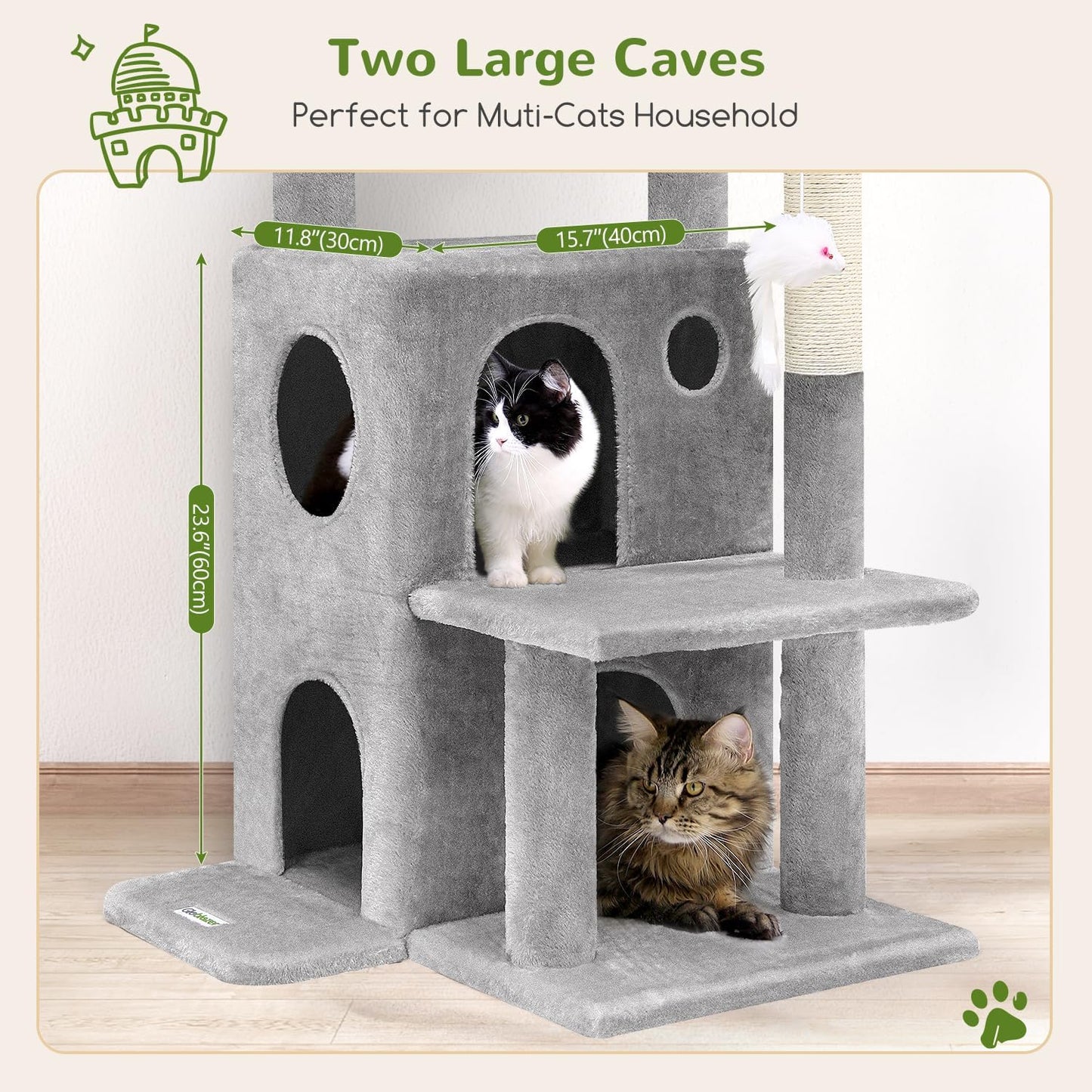 Two spacious cat condos perfect for multi-cat households