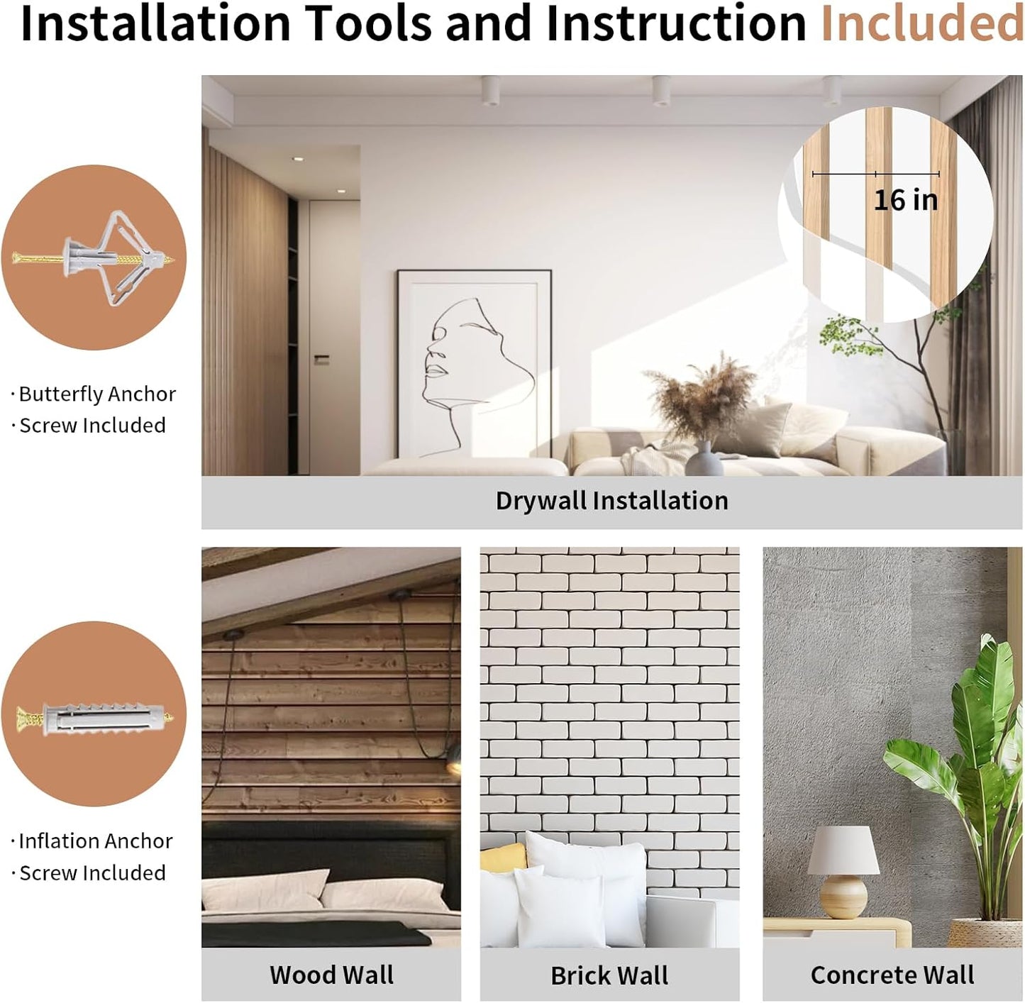Wall installation instructions for cat steps with included anchors