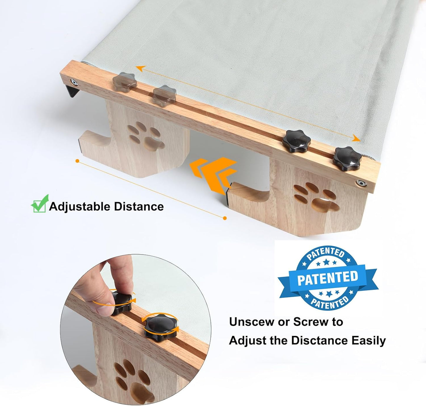 Adjustable bracket design for secure, tool-free cat perch installation