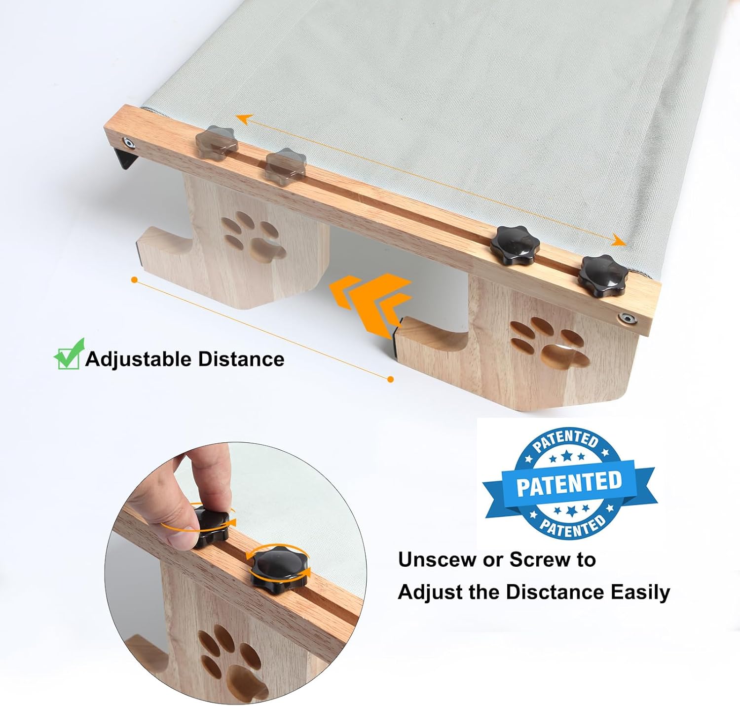 Adjustable bracket design for secure, tool-free cat perch installation