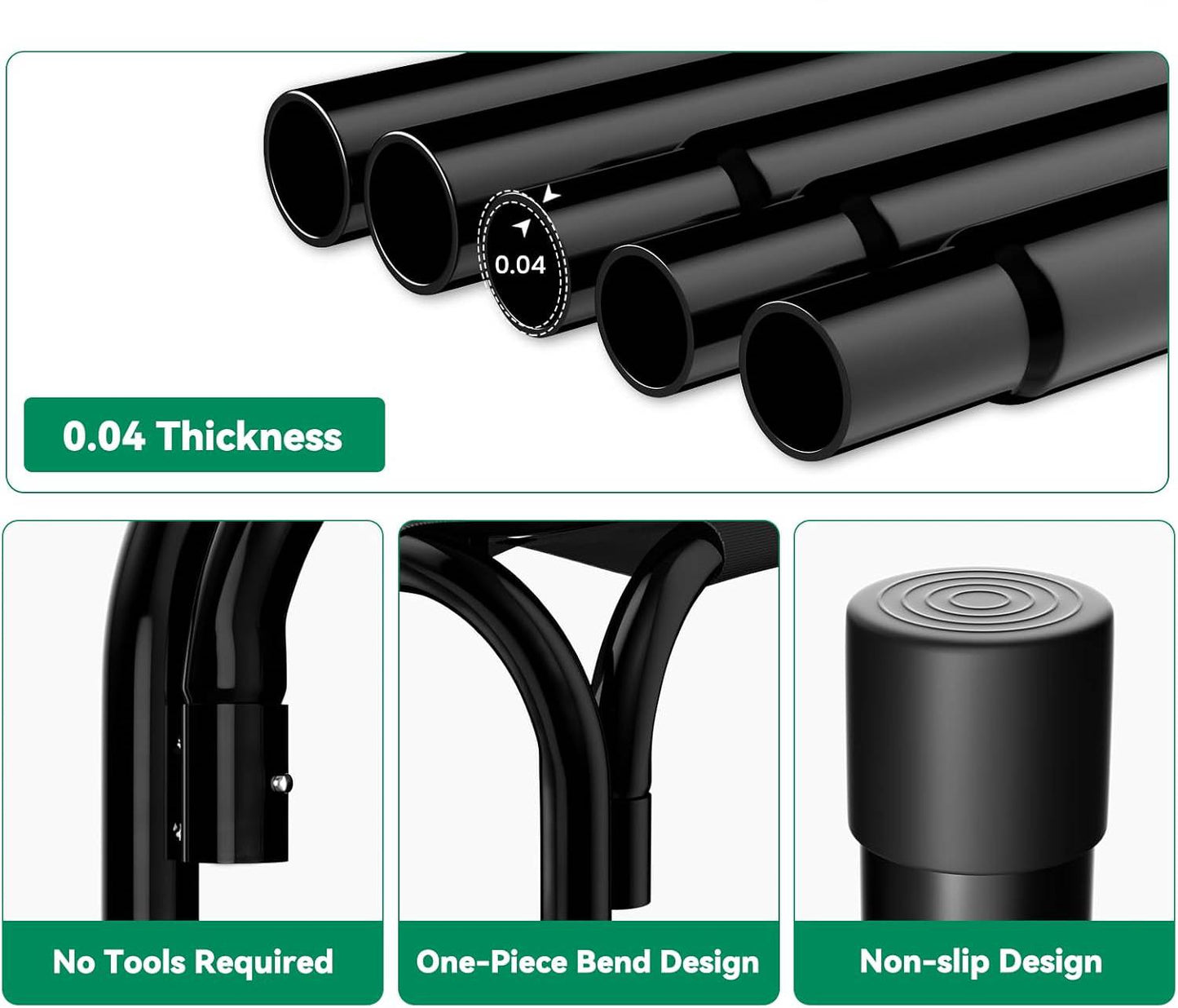 Thick steel tube frame and non-slip leg design for pet bed