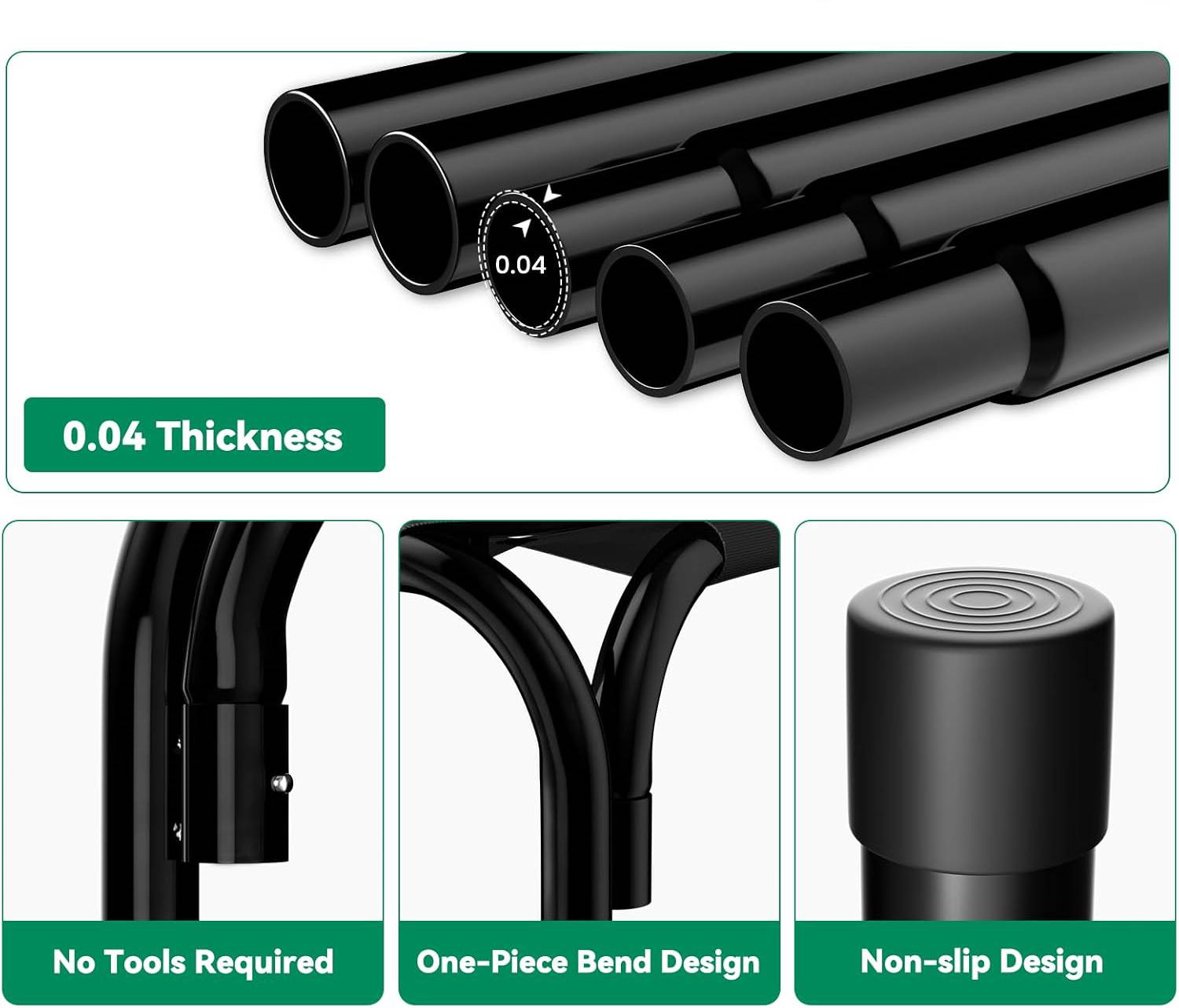 Thick steel tube frame and non-slip leg design for pet bed