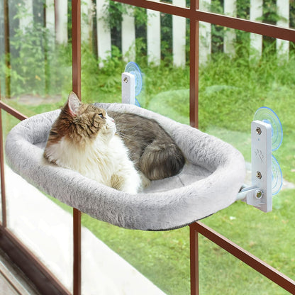 Foldable cat window hammock with reversible cushion and strong suction cups