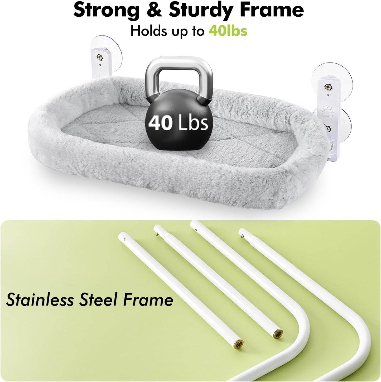 Foldable cat window hammock with reversible cushion and strong suction cups