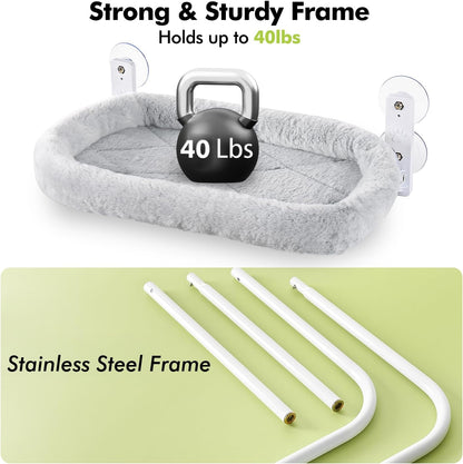 Foldable cat window hammock with reversible cushion and strong suction cups