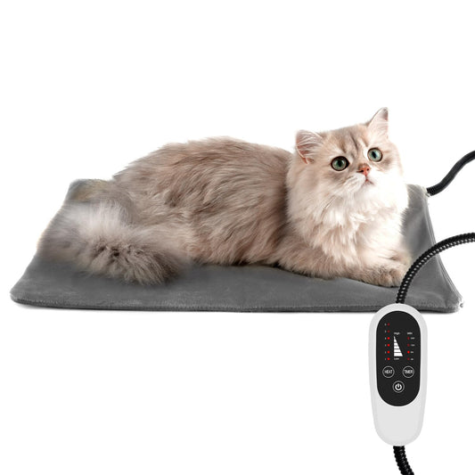 Electric Heated Cat Bed with Timer and Adjustable Temperature for Indoor Pets