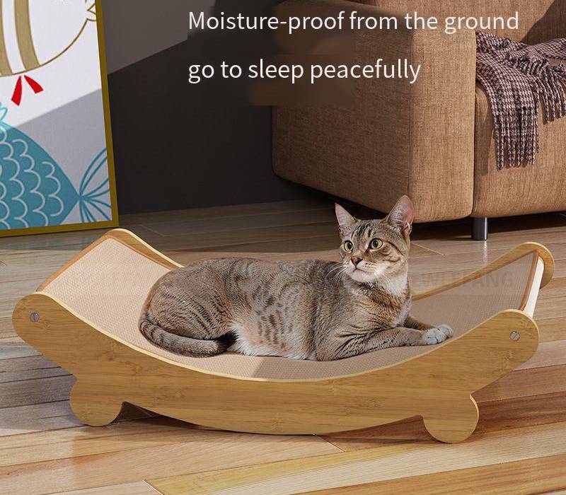 Moisture-proof cat hammock scratcher raised from the ground for peaceful sleep