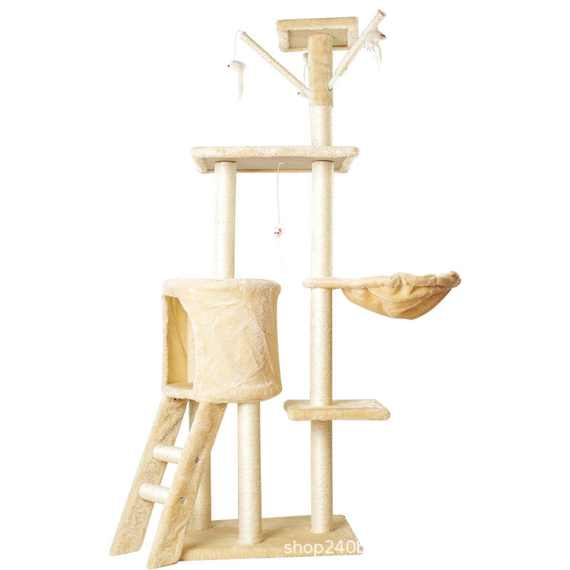 Multi-level cat tree tower with plush condo, hammock, sisal scratching posts and ladder