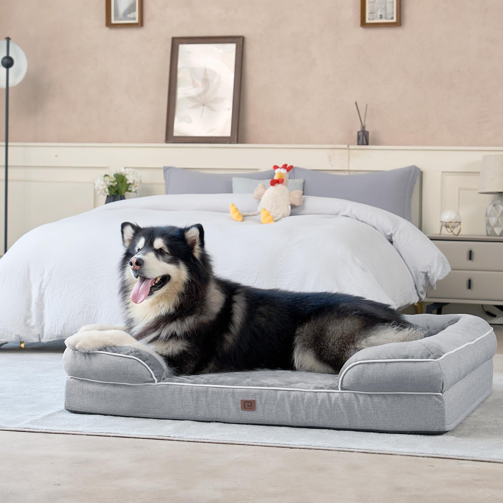 Orthopedic memory foam dog bed for large dogs with bolster sides