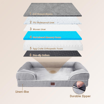 Orthopedic memory foam dog bed for large dogs with bolster sides