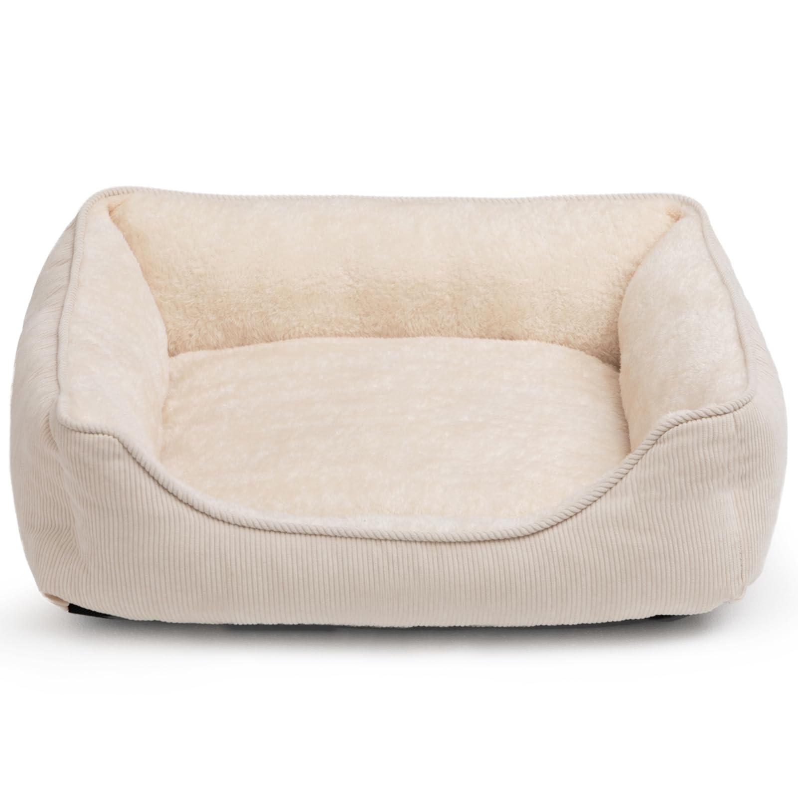 Soft cat bed for cats and small dogs with raised sides and washable design