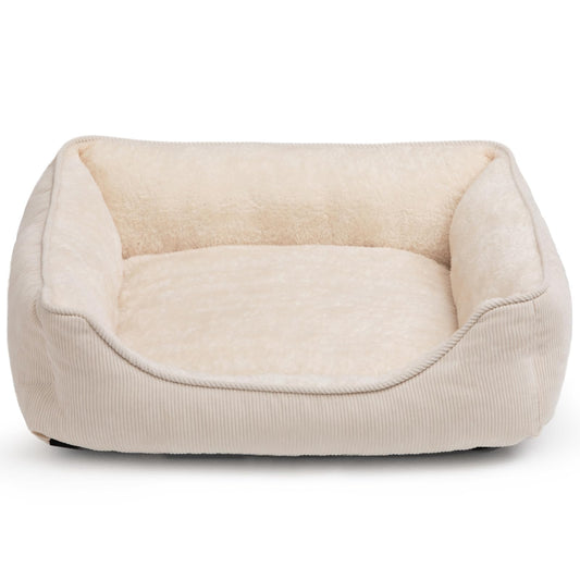 Soft cat bed for cats and small dogs with raised sides and washable design