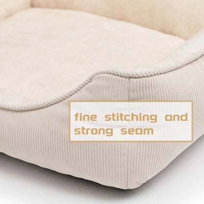 Close-up of durable stitching and strong seams on soft cat bed