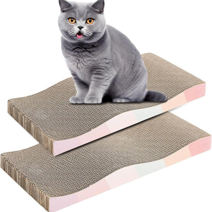 Wave cardboard cat scratcher pad with catnip, double-sided for long-lasting use