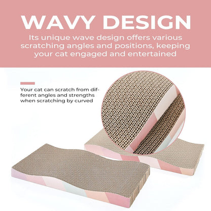 Wave cardboard cat scratcher pad with catnip, double-sided for long-lasting use