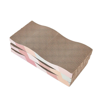 Wave cardboard cat scratcher pad with catnip, double-sided for long-lasting use